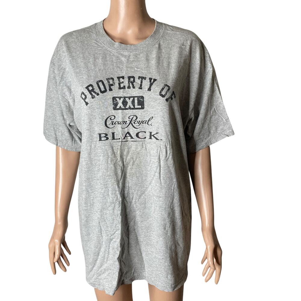 Crown Royal Tshirt Mens XL Gray Black Spell Out Stretch